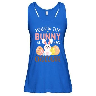 Happy Easter Follow The Bunny He Has Chocolate Gift Ladies Essential Flowy Tank