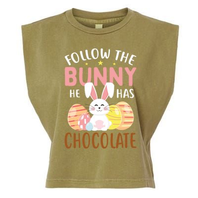 Happy Easter Follow The Bunny He Has Chocolate Gift Garment-Dyed Women's Muscle Tee