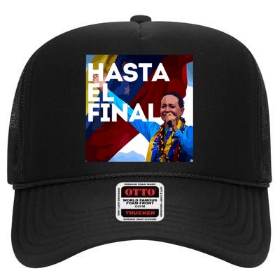 Hasta El Final Maria Corina Venezuela Libre High Crown Mesh Back Trucker Hat