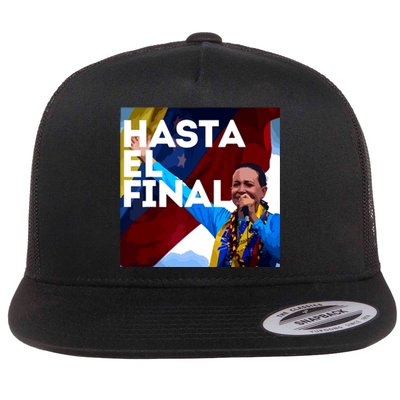 Hasta El Final Maria Corina Venezuela Libre Flat Bill Trucker Hat