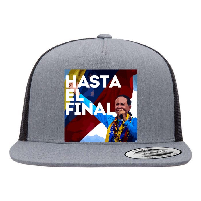 Hasta El Final Maria Corina Venezuela Libre Flat Bill Trucker Hat