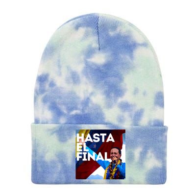 Hasta El Final Maria Corina Venezuela Libre Tie Dye 12in Knit Beanie