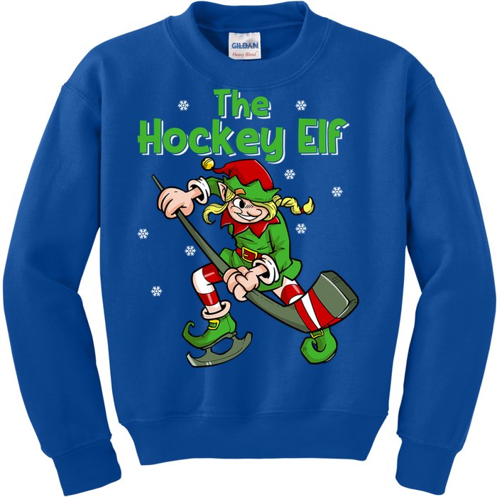 Hockey Elf Female Ice Hockey Player Christmas Great Gift Kids Sweatshirt