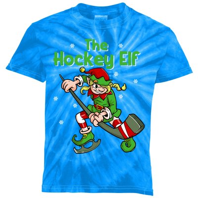 Hockey Elf Female Ice Hockey Player Christmas Great Gift Kids Tie-Dye T-Shirt