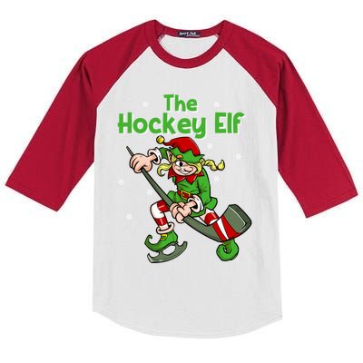 Hockey Elf Female Ice Hockey Player Christmas Great Gift Kids Colorblock Raglan Jersey