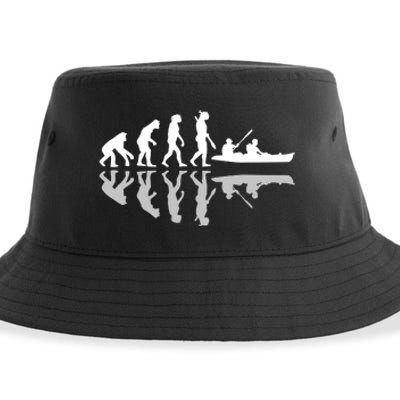 Human Evolution Funny Canoeing Humor River Adventure Sustainable Bucket Hat