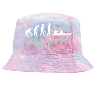 Human Evolution Funny Canoeing Humor River Adventure Tie-Dyed Bucket Hat