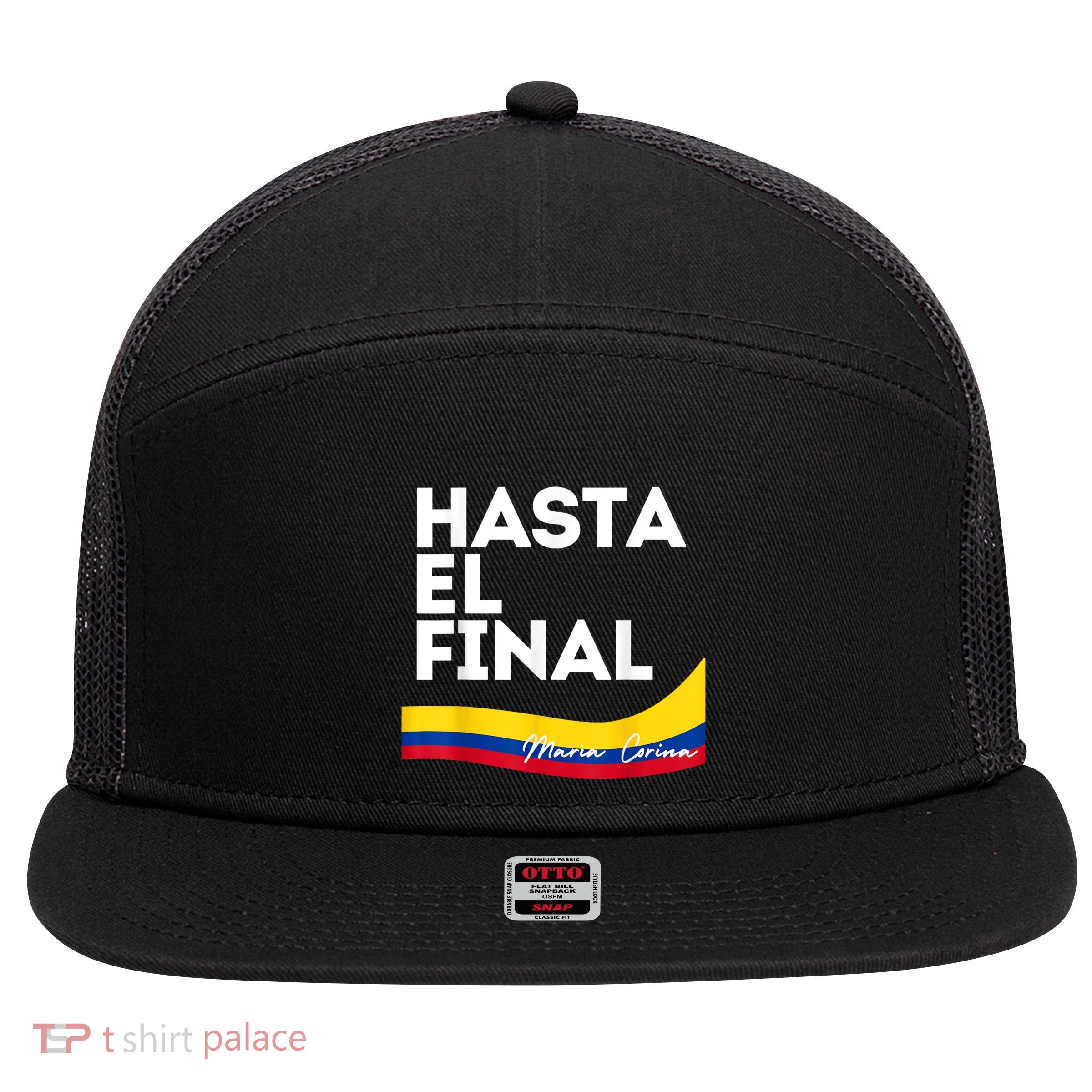 Hasta El Final Maria Corina Venezuela Libre 7 Panel Mesh Trucker Snapback Hat