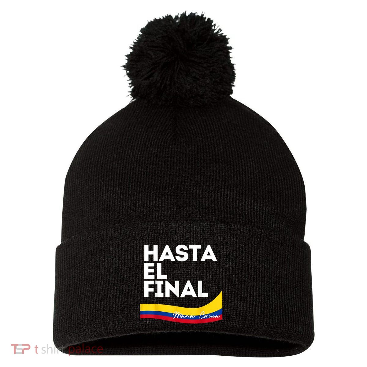 Hasta El Final Maria Corina Venezuela Libre Pom Pom 12in Knit Beanie