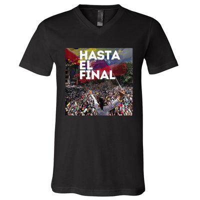 Hasta El Final Venezuela MaríA Corina Machado V-Neck T-Shirt