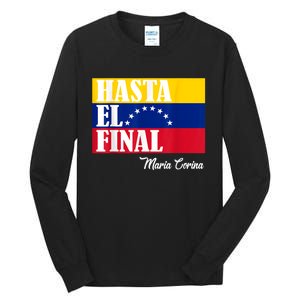 Hasta El Final Maria Corina Venezuela Libre Flag Tall Long Sleeve T-Shirt