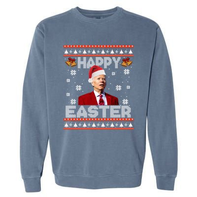 Happy Easter Funny Joe Biden Ugly Christmas Sweater Xmas Cute Gift Garment-Dyed Sweatshirt