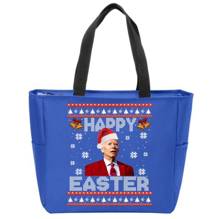 Happy Easter Funny Joe Biden Ugly Christmas Sweater Xmas Cute Gift Zip Tote Bag