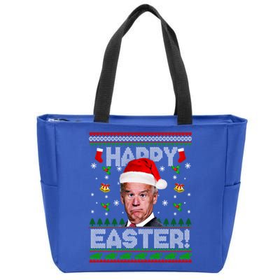 Happy Easter Funny Joe Biden Christmas Ugly Sweater Gift Zip Tote Bag