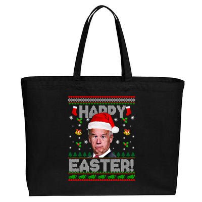 Happy Easter Funny Joe Biden Christmas Ugly Sweater Gift Cotton Canvas Jumbo Tote