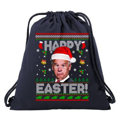 Happy Easter Funny Joe Biden Christmas Ugly Sweater Gift Drawstring Bag