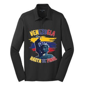 Hasta El Final Venezuela Flag Bandera De Venezuela 2024 Silk Touch Performance Long Sleeve Polo