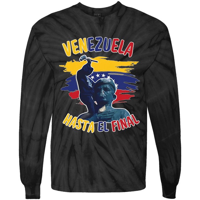 Hasta El Final Venezuela Flag Bandera De Venezuela 2024 Tie-Dye Long Sleeve Shirt