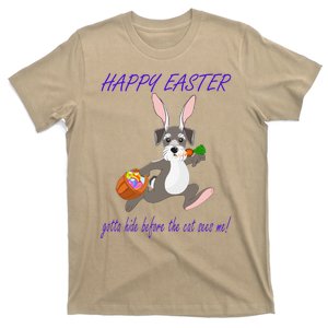 HAPPY EASTER FUNNY MINI SCHNAUZER BUNNY WITH BASKET T-Shirt