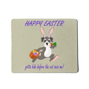 HAPPY EASTER FUNNY MINI SCHNAUZER BUNNY WITH BASKET Mousepad