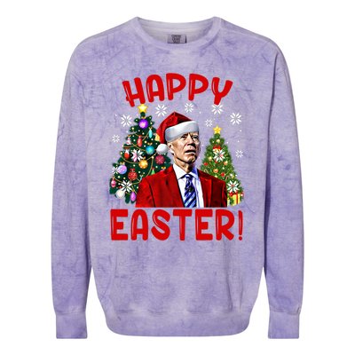 Happy Easter Funny Santa Joe Biden Confused Christmas Lights Gift Colorblast Crewneck Sweatshirt