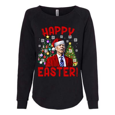 Happy Easter Funny Santa Joe Biden Confused Christmas Lights Gift Womens California Wash Sweatshirt