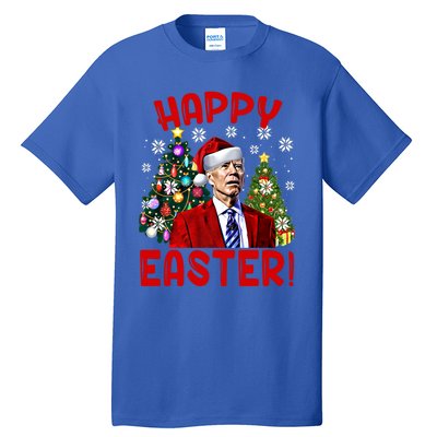 Happy Easter Funny Santa Joe Biden Confused Christmas Lights Gift Tall T-Shirt