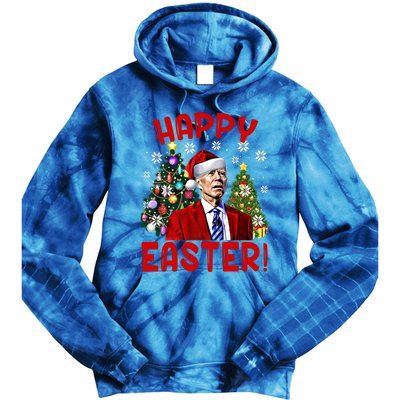 Happy Easter Funny Santa Joe Biden Confused Christmas Lights Gift Tie Dye Hoodie