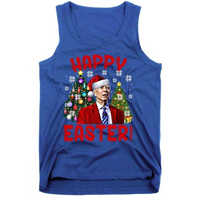 Happy Easter Funny Santa Joe Biden Confused Christmas Lights Gift Tank Top