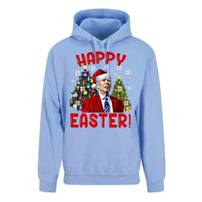 Happy Easter Funny Santa Joe Biden Confused Christmas Lights Gift Unisex Surf Hoodie