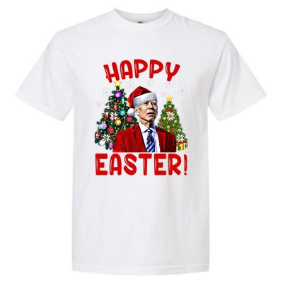 Happy Easter Funny Santa Joe Biden Confused Christmas Lights Gift Garment-Dyed Heavyweight T-Shirt