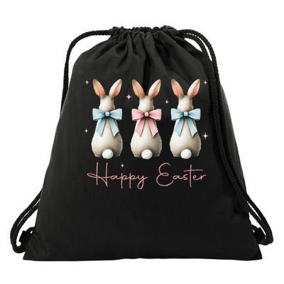 Happy Easter Funny Bunnies Coquette Bows Hunting Season Drawstring Bag