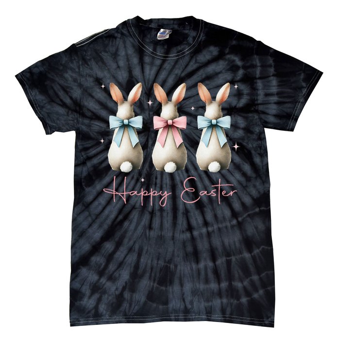 Happy Easter Funny Bunnies Coquette Bows Hunting Season Tie-Dye T-Shirt
