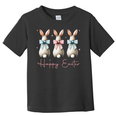 Happy Easter Funny Bunnies Coquette Bows Hunting Season Toddler T-Shirt