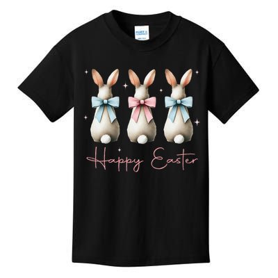 Happy Easter Funny Bunnies Coquette Bows Hunting Season Kids T-Shirt