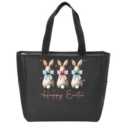 Happy Easter Funny Bunnies Coquette Bows Hunting Season Zip Tote Bag