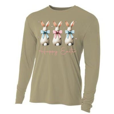 Happy Easter Funny Bunnies Coquette Bows Hunting Season Cooling Performance Long Sleeve Crew
