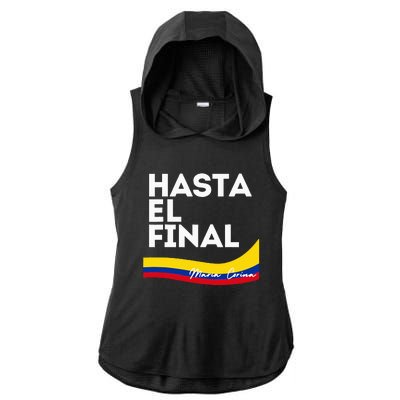 Hasta El Final Maria Corina Venezuela Libre Ladies PosiCharge Tri-Blend Wicking Draft Hoodie Tank