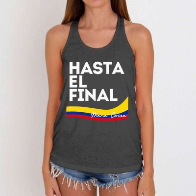 Hasta El Final Maria Corina Venezuela Libre Women's Knotted Racerback Tank