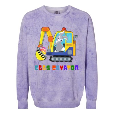 Happy Easter Funny Excavator Hunting Egg Colorblast Crewneck Sweatshirt