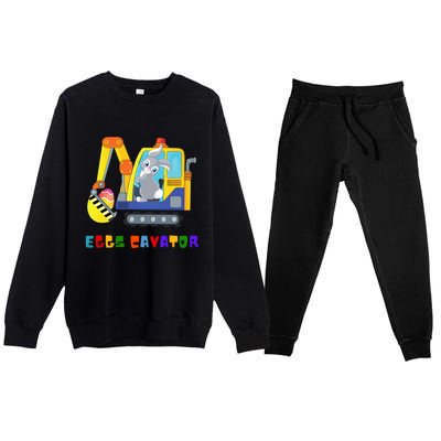 Happy Easter Funny Excavator Hunting Egg Premium Crewneck Sweatsuit Set