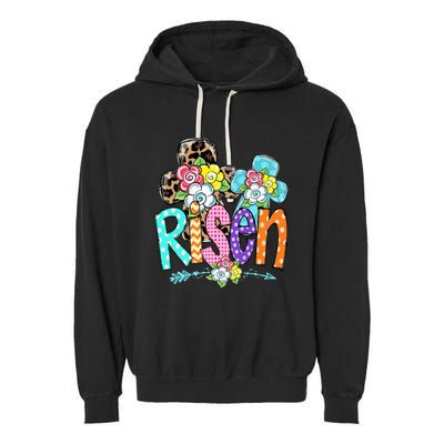 Happy Easter For Christian Girls Mom He Is Risen Leopard Garment-Dyed Fleece Hoodie