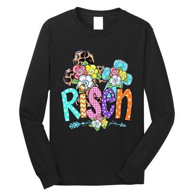 Happy Easter For Christian Girls Mom He Is Risen Leopard Long Sleeve Shirt