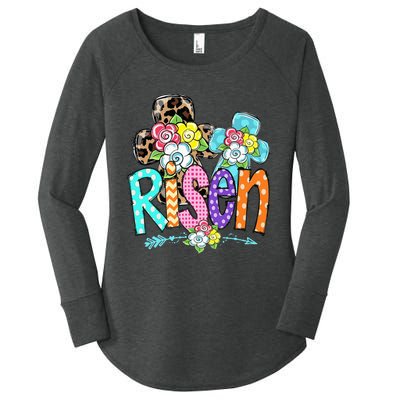 Happy Easter For Christian Girls Mom He Is Risen Leopard Women's Perfect Tri Tunic Long Sleeve Shirt