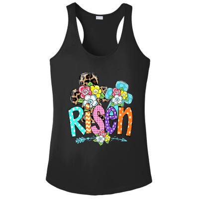 Happy Easter For Christian Girls Mom He Is Risen Leopard Ladies PosiCharge Competitor Racerback Tank