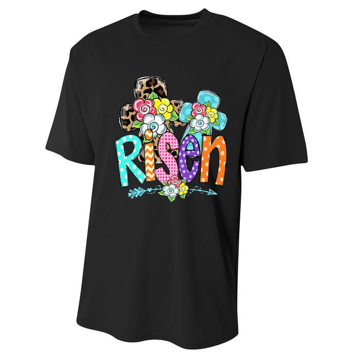 Happy Easter For Christian Girls Mom He Is Risen Leopard Performance Sprint T-Shirt