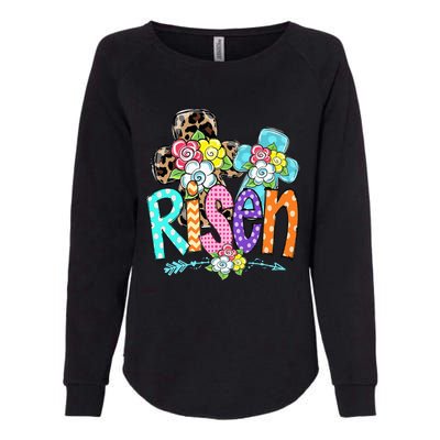 Happy Easter For Christian Girls Mom He Is Risen Leopard Womens California Wash Sweatshirt