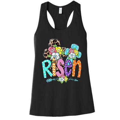 Happy Easter For Christian Girls Mom He Is Risen Leopard Women's Racerback Tank