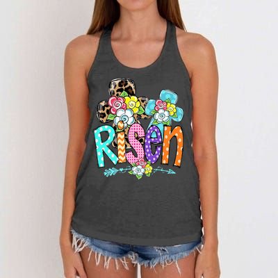 Happy Easter For Christian Girls Mom He Is Risen Leopard Women's Knotted Racerback Tank