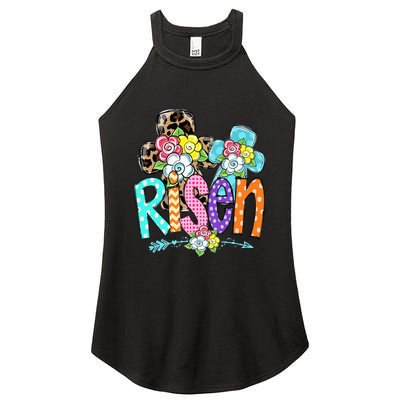 Happy Easter For Christian Girls Mom He Is Risen Leopard Women's Perfect Tri Rocker Tank